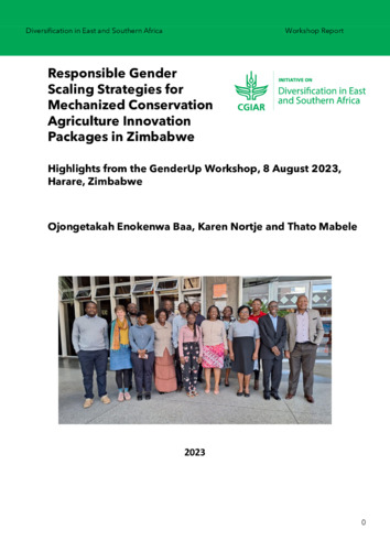 Responsible gender scaling strategies for mechanized conservation agriculture innovation packages in Zimbabwe