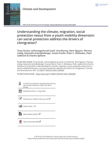 Understanding the climate, migration, social protection nexus from a youth mobility dimension: Can social protection address the drivers of climigration?