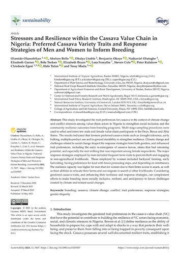 Stressors and resilience within the cassava value chain in Nigeria: preferred cassava variety traits and response strategies of men and women to inform breeding