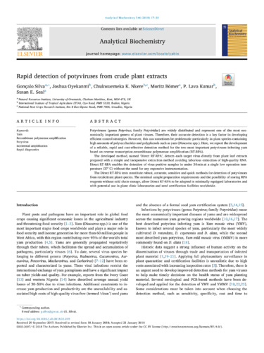 Rapid detection of potyviruses from crude plant extracts