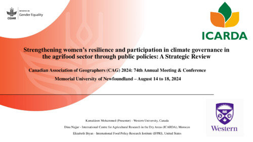 Strengthening women’s resilience and participation in climate governance in the agrifood sector through public policies: A Strategic Review