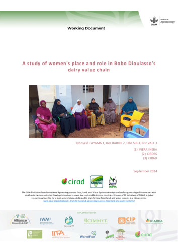 A study of women's place and role in bobo dioulasso's dairy value