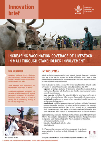 Increasing vaccination coverage of livestock in Mali through stakeholder involvement