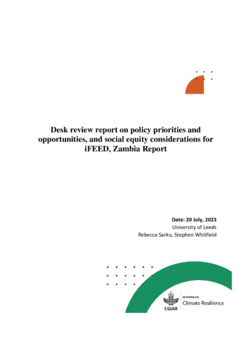 Desk review report on policy priorities and opportunities, and social equity considerations