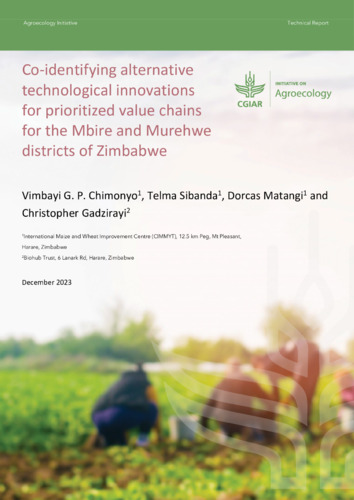 Co-identifying alternative technological innovations for prioritized value chains for the Mbire and Murehwe districts of Zimbabwe