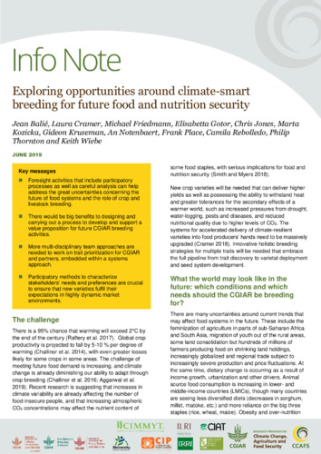 Exploring opportunities around climate-smart breeding for future food and nutrition security