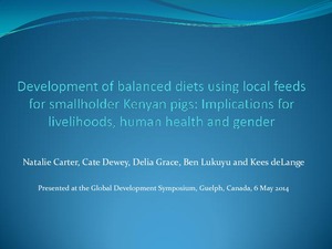 Development of balanced diets using local feeds for smallholder Kenyan pigs: Implications for livelihoods, human health and gender