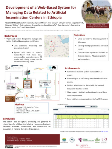 Development of a web based system for managing data related to artificial insemination centers in Ethiopia