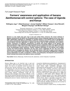 Farmers' awareness and application of banana Xanthomonas wilt control options: The case of Uganda and Kenya
