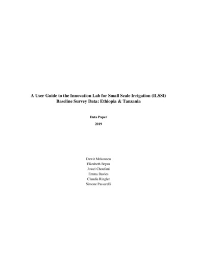 A user guide to the Innovation Lab for Small Scale Irrigation (ILSSI) baseline survey data: Ethiopia and Tanzania