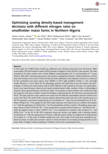 Optimizing sowing density-based management decisions with different nitrogen rates on smallholder maize farms in northern Nigeria