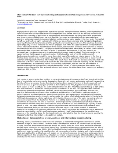 Micro watershed to basin scale impacts of widespread adoption of watershed management interventions in Blue Nile Basin