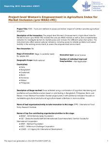 Project-level Women’s Empowerment in Agriculture Index for Market Inclusion (pro-WEAI+MI)