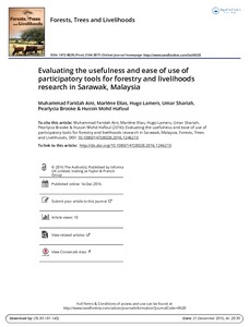 Evaluating the usefulness and ease of use of participatory tools for forestry and livelihoods research in Sarawak, Malaysia