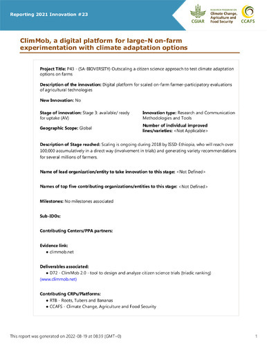 ClimMob, a digital platform for large-N on-farm experimentation with climate adaptation options