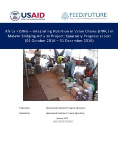 Africa RISING-Integrating Nutrition in Value Chains (INVC) in Malawi bridging activity project: Quarterly progress report (01 October 2016–31 December 2016)