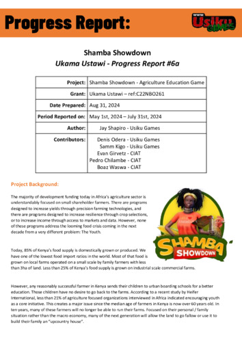 Shamba showdown: Ukama Ustawi- Progress Report #6a