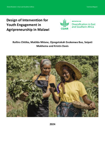 Design of intervention for youth engagement in agripreneurship in Malawi