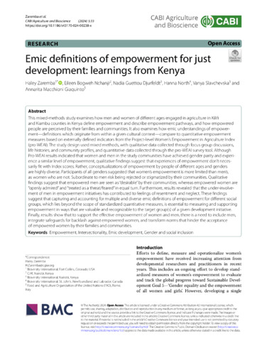 Emic definitions of empowerment for just development: learnings from Kenya