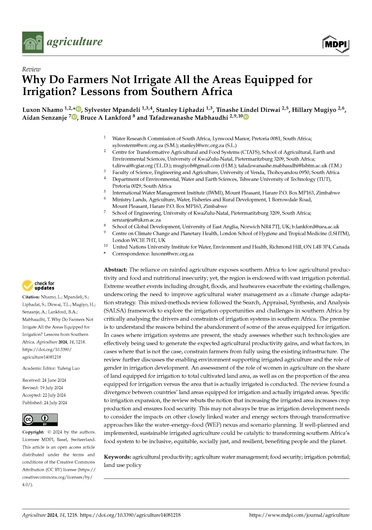 Why do farmers not irrigate all the areas equipped for irrigation? Lessons from Southern Africa