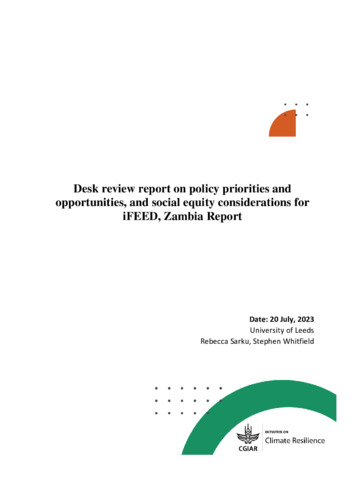 Desk review report on policy priorities and opportunities, and social equity considerations 