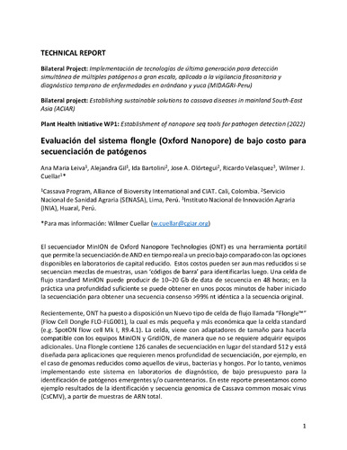 Evaluación del sistema flongle (Oxford Nanopore) de bajo costo para secuenciación de patógenos