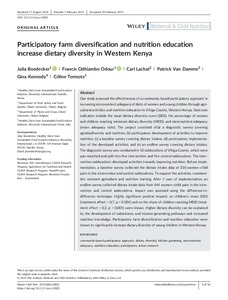 Participatory farm diversification and nutrition education increase dietary diversity in Western Kenya
