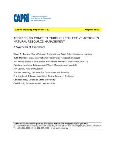 Addressing conflict through collective action in natural resource management: A synthesis of experience