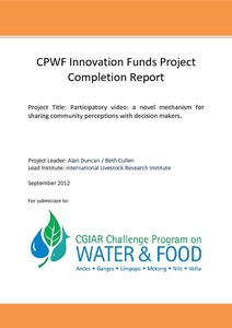 Participatory video: A novel mechanism for sharing community perceptions with decision makers (CPWF innovation funds project completion report)