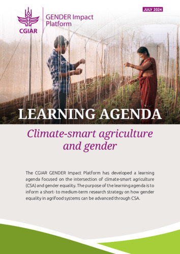 Learning agenda: Climate-smart agriculture and gender