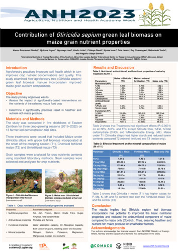 Contribution of Gliricidia sepium green leaf biomass on maize grain nutrient properties