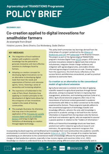 Co-creation applied to digital innovations for smallholder farmers: An example from Brazil