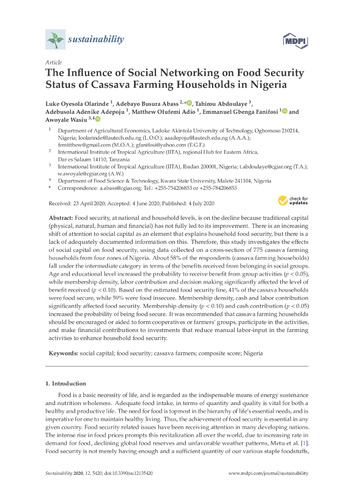 The influence of social networking on food security status of cassava farming households in Nigeria