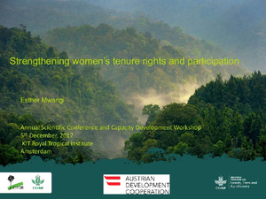 Getting a seat at the table: Strengthening women' tenure rights and participation in community forestry in Uganda