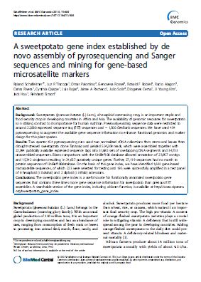 A sweetpotato gene index established by de novo assembly of pyrosequencing and Sanger sequences and mining for gene-based microsatellite markers