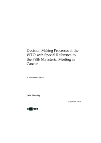Decision Making Processes at the WTO with Special Reference to the Fifth Ministerial Meeting in Cancun: a discussion paper