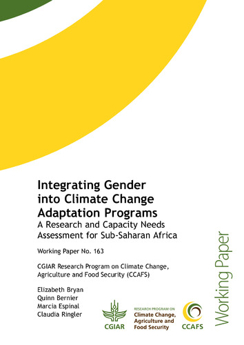 Integrating Gender into Climate Change Adaptation Programs: A Research and Capacity Needs Assessment for Sub-Saharan Africa