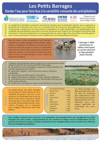 Les Petits Barrages: Stocker l'eau pour faire face à la variabilité croissante des précipitations