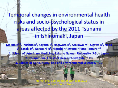 Temporal changes in environmental health risks and socio-psychological status in areas affected by the 2011 tsunami in Ishinomaki, Japan