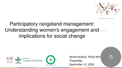 Participatory rangeland management: Understanding women's engagement and implications for social change