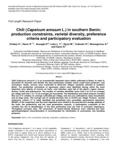 Chili (Capsicum annuum L.) in southern Benin: production constraints, varietal diversity, preference criteria and participatory evaluation