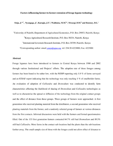 Factors influencing farmer-to-farmer extension of forage legume technology