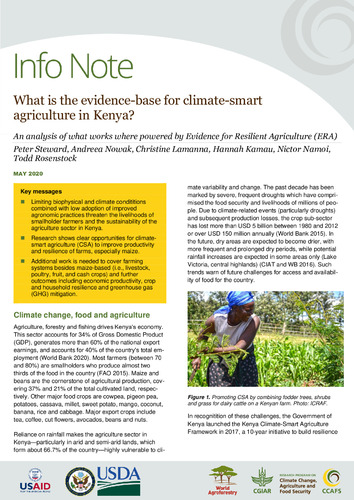 What is the evidence-base for climate-smart agriculture in Kenya? An analysis of what works where powered by Evidence for Resilient Agriculture (ERA)