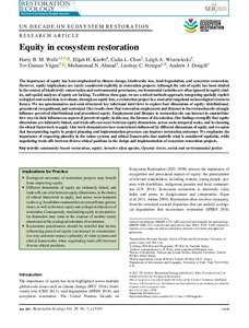 Equity in ecosystem restoration