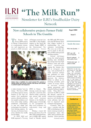 The Milk Run: newsletter for ILRI's Smallholder Dairy Network. Issue no. 2