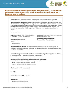 Evaluating Multilateral System (MLS) (gene bank) material for climate change adaptation using participatory methods with farmers and breeders