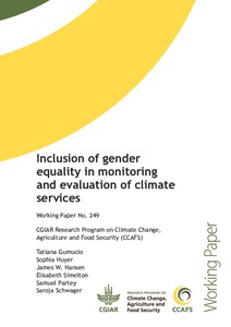 Inclusion of gender equality in monitoring and evaluation of climate services
