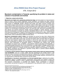 Mycotoxin contamination in Tanzania: Quantifying the problem in maize and cassava in households and markets - Africa RISING early wins project proposal