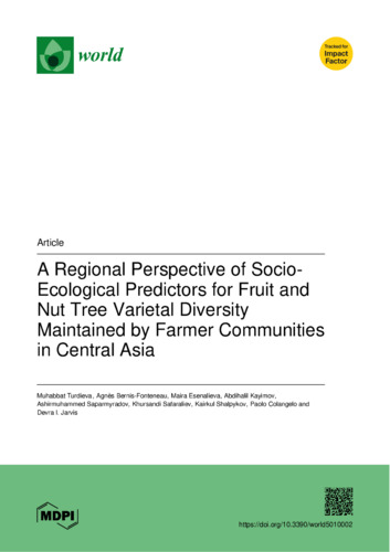 A Regional Perspective of Socio-Ecological Predictors for Fruit and Nut Tree Varietal Diversity Maintained by Farmer Communities in Central Asia