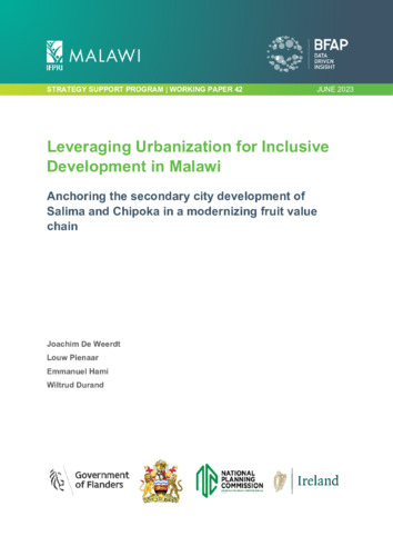 Leveraging urbanization for inclusive development in Malawi: Anchoring the secondary city development of Salima and Chipoka in a modernizing fruit value chain